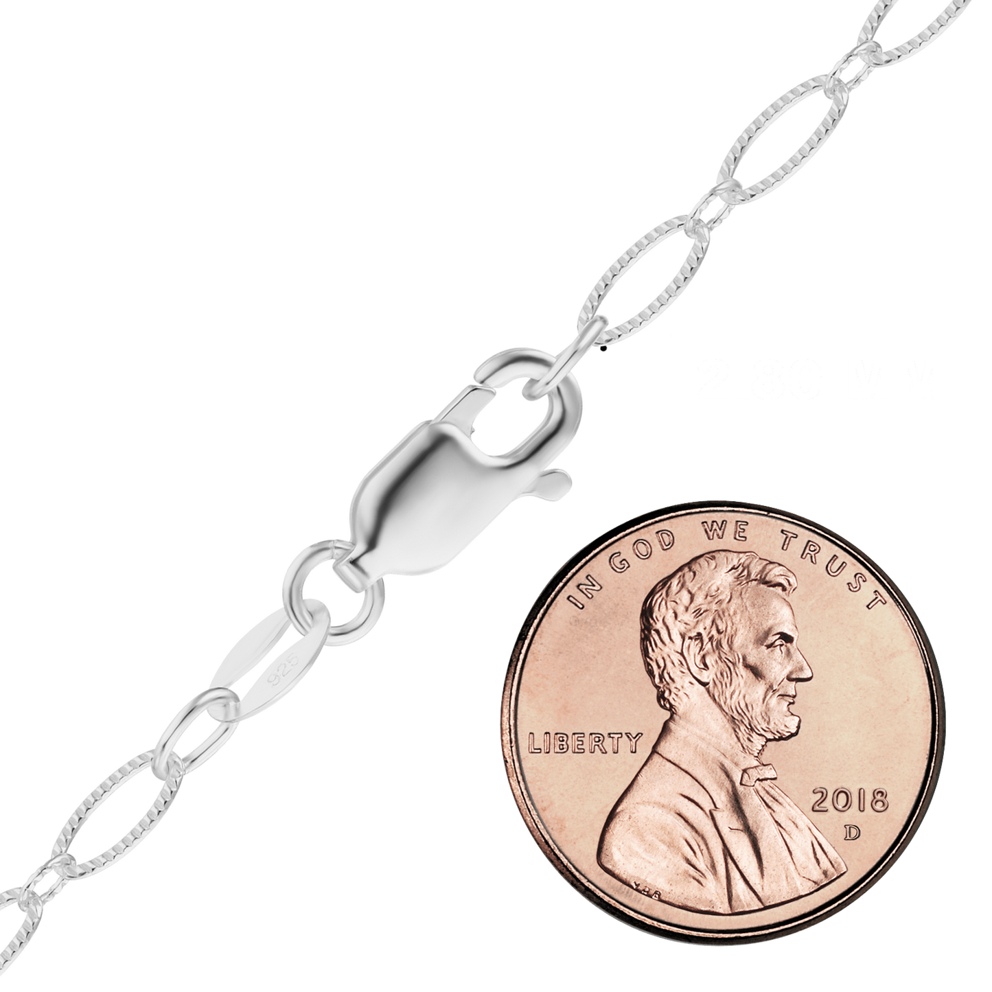 Alternierendes ovales Kabel-Fußkettchen aus Sterlingsilber