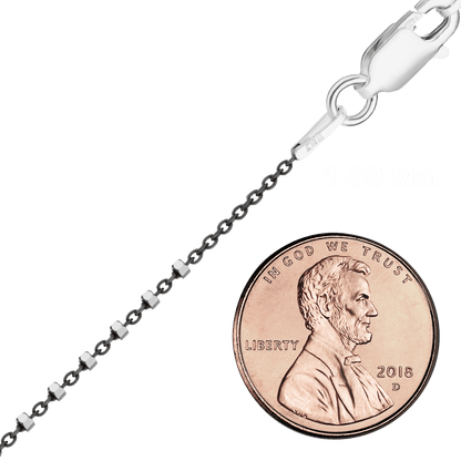 Schwarze, mit mehreren Nieten besetzte Kabelkette aus Sterlingsilber mit Ruthenium-Besatz