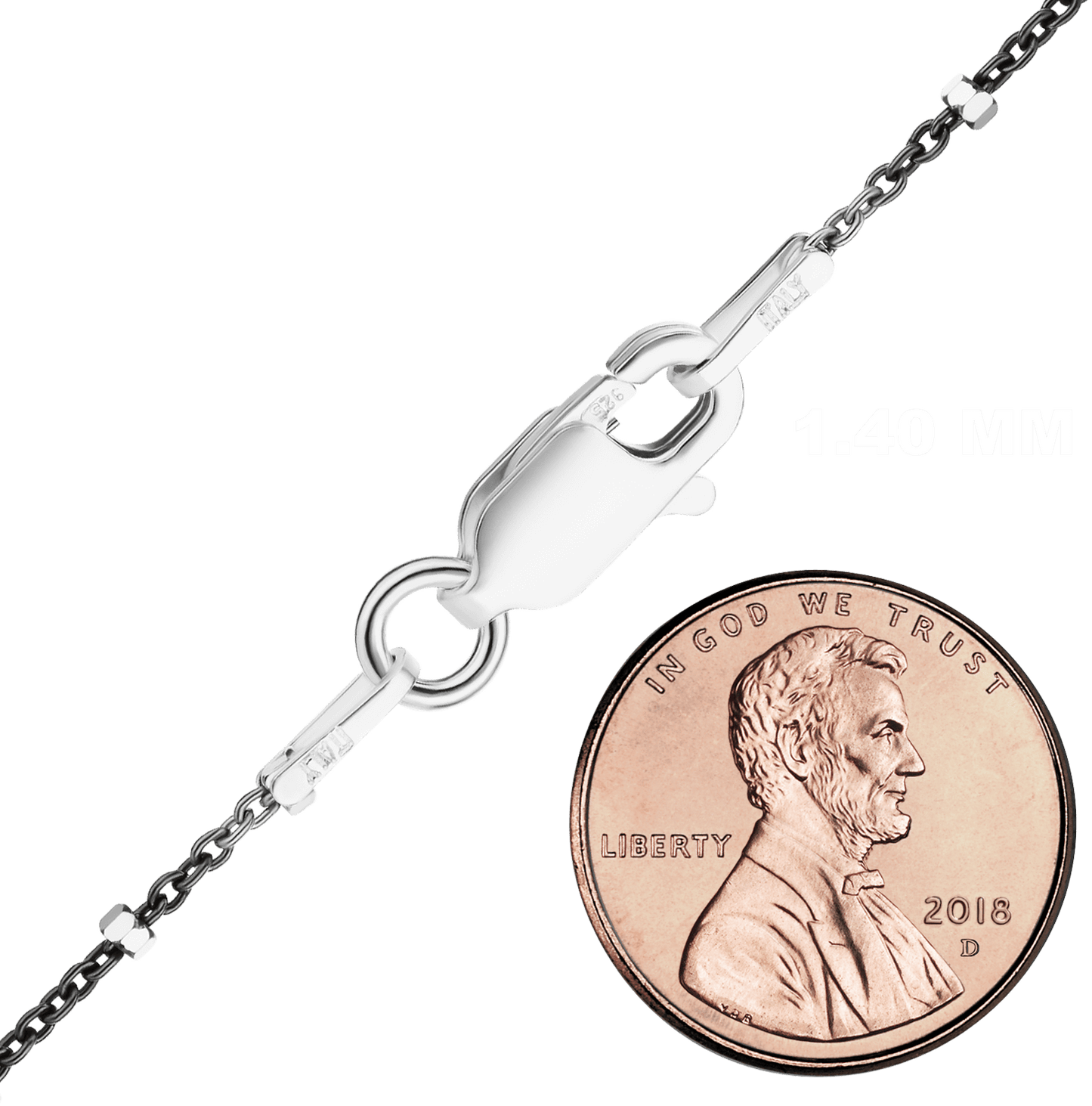 Kabelkette mit Nieten aus Sterlingsilber - Schwarzes Ruthenium