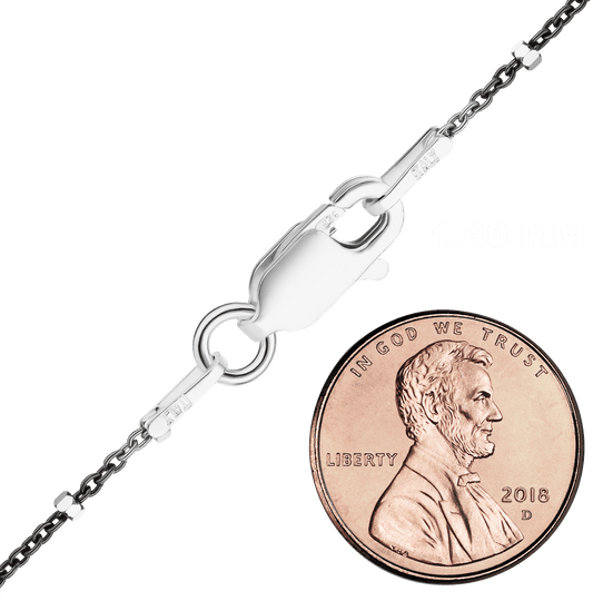 Kabelkette mit Nieten aus Sterlingsilber - Schwarzes Ruthenium