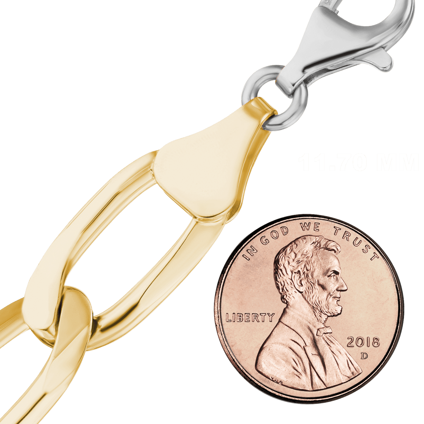 Längliche Panzerkette aus Sterlingsilber – 18 Karat Zweifarb-Finish