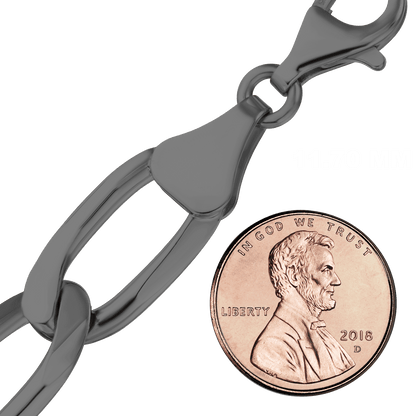 Längliche Panzerkette aus Sterlingsilber - Schwarzrhodium