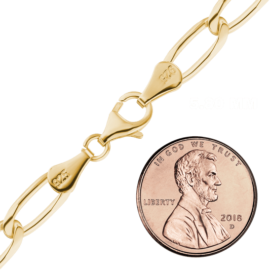 Längliche Panzerkette aus Sterlingsilber – 18-karätige Gelbgold-Veredelung