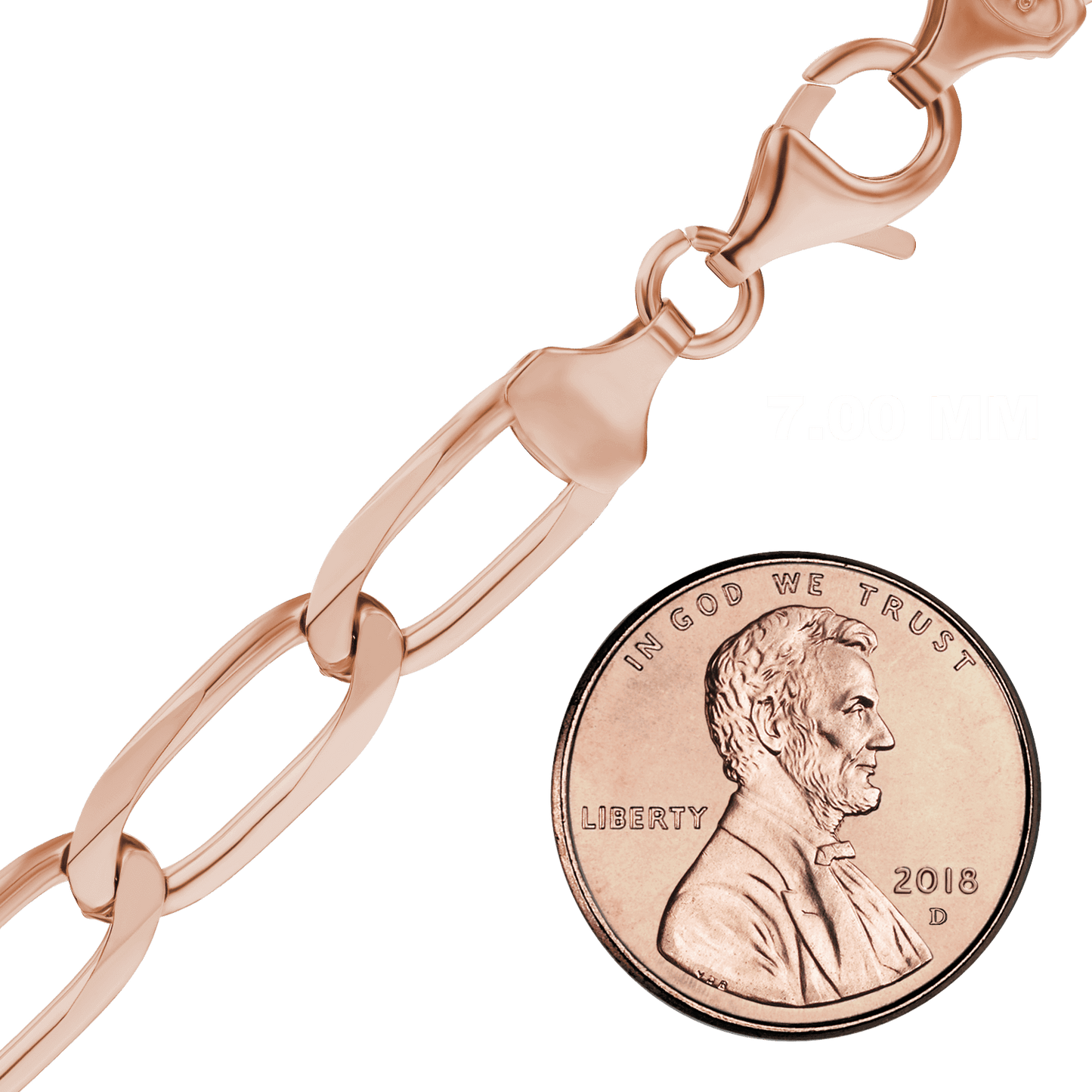 Längliche Panzerkette aus Sterlingsilber – 18-karätige Roségold-Veredelung