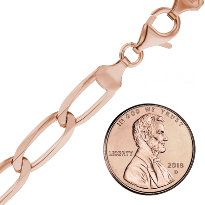 Längliche Panzerkette aus Sterlingsilber – 18-karätige Roségold-Veredelung