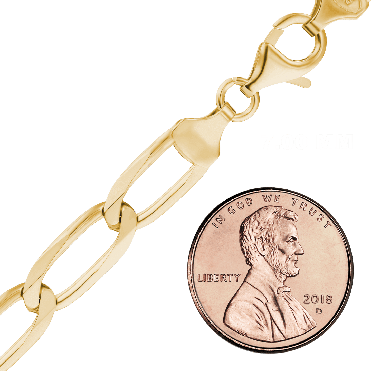 Längliche Panzerkette aus Sterlingsilber – 18-karätige Gelbgold-Veredelung