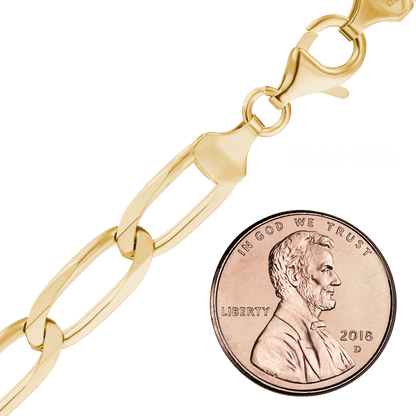 Längliche Panzerkette aus Sterlingsilber – 18-karätige Gelbgold-Veredelung