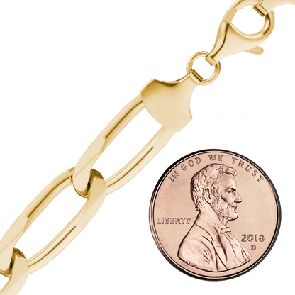 Längliches Panzerfußkettchen aus Sterlingsilber mit 18-karätiger Gelbgold-Veredelung