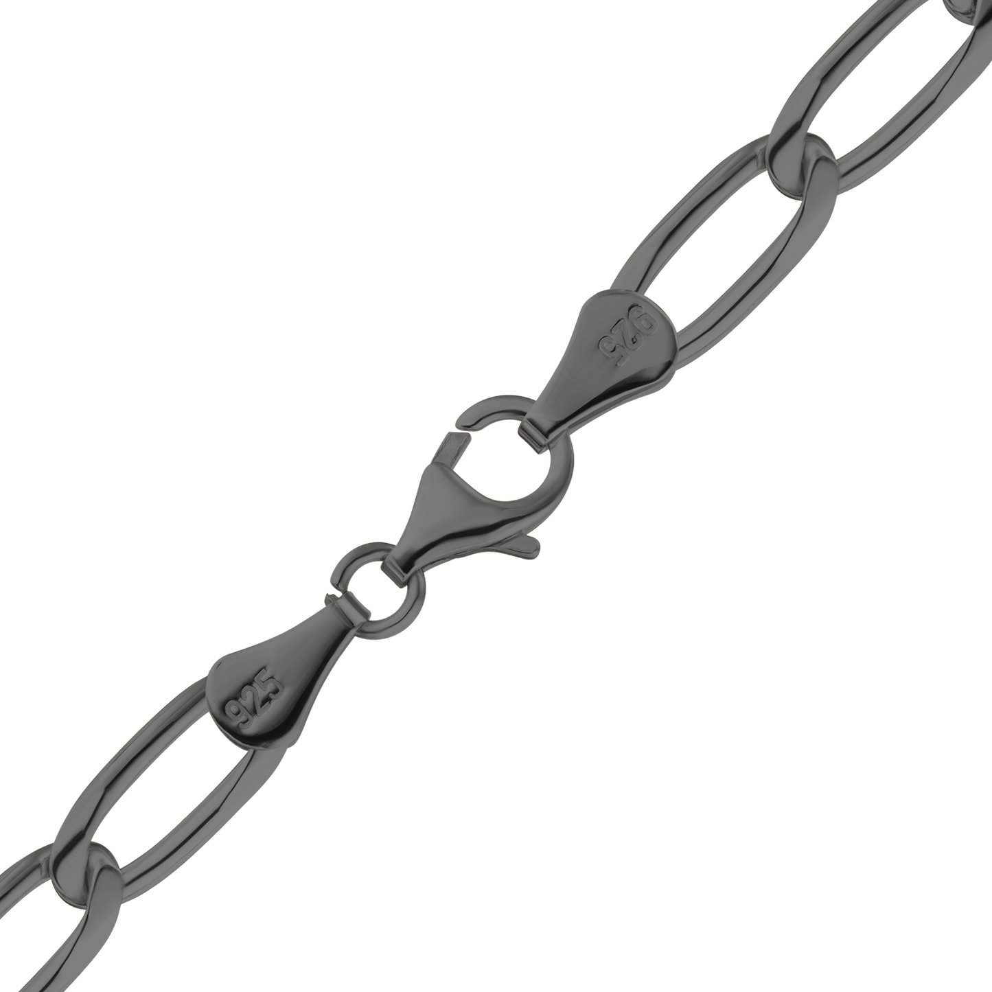 Längliche Panzerkette aus Sterlingsilber - Schwarzrhodium