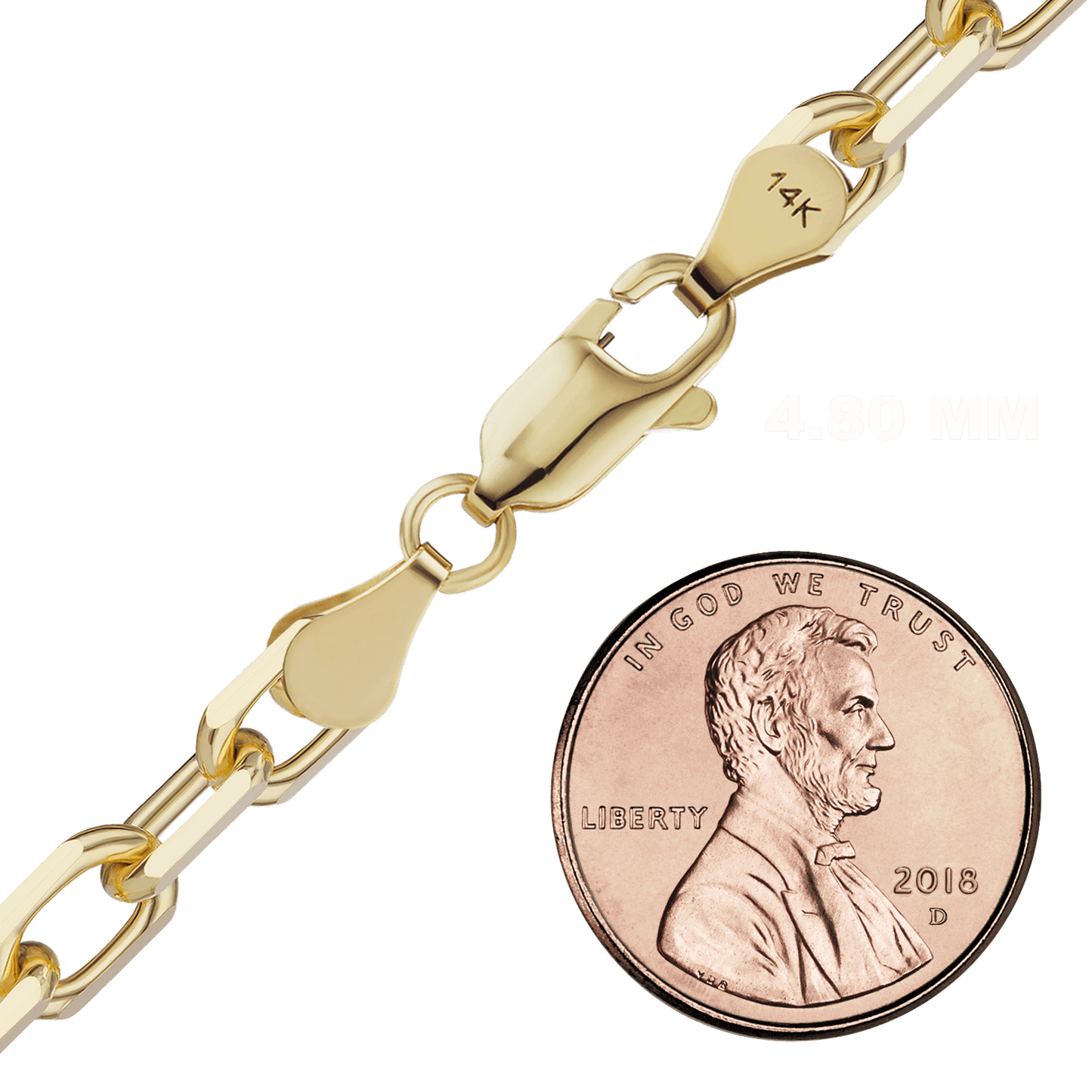 Längliches Kabelarmband mit Diamantschliff aus 14-karätigem Gelbgold