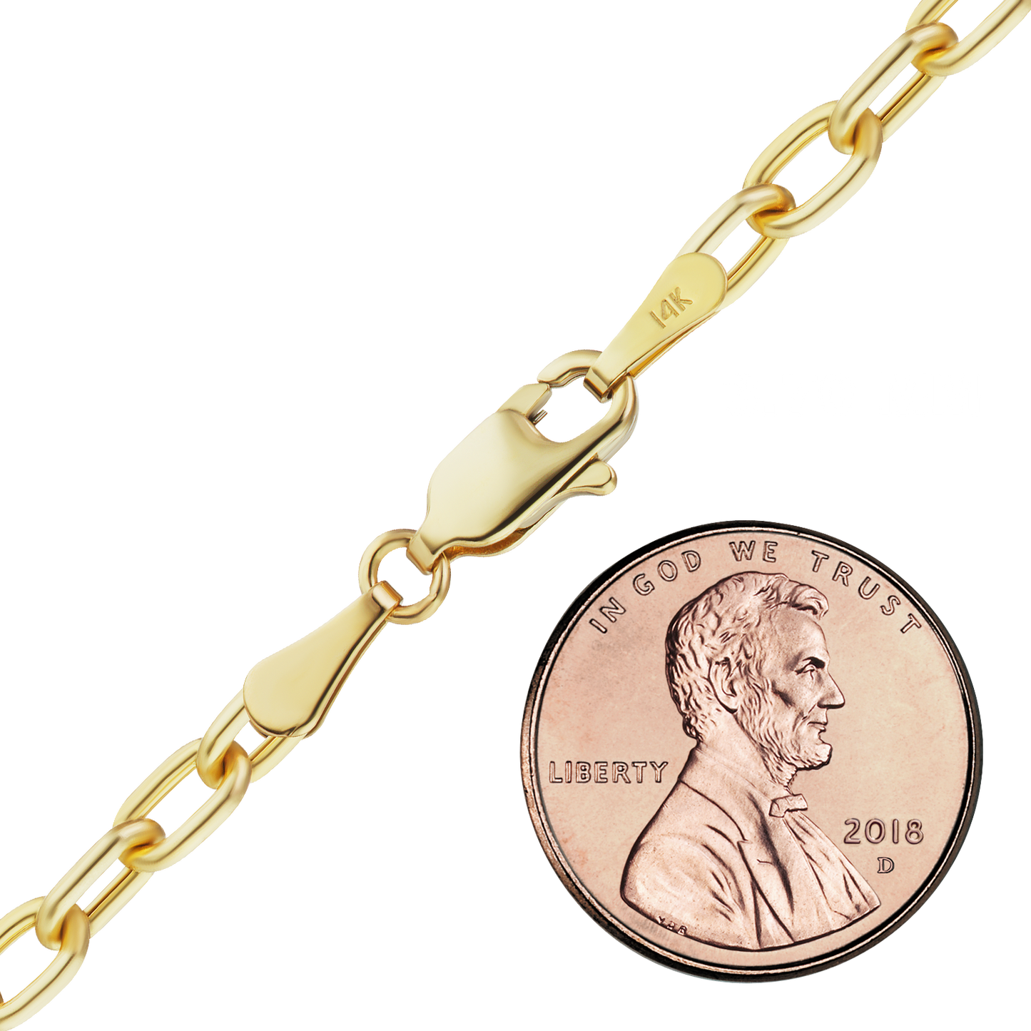 Längliches, halbmassives Kabelarmband aus 14-karätigem Gelbgold