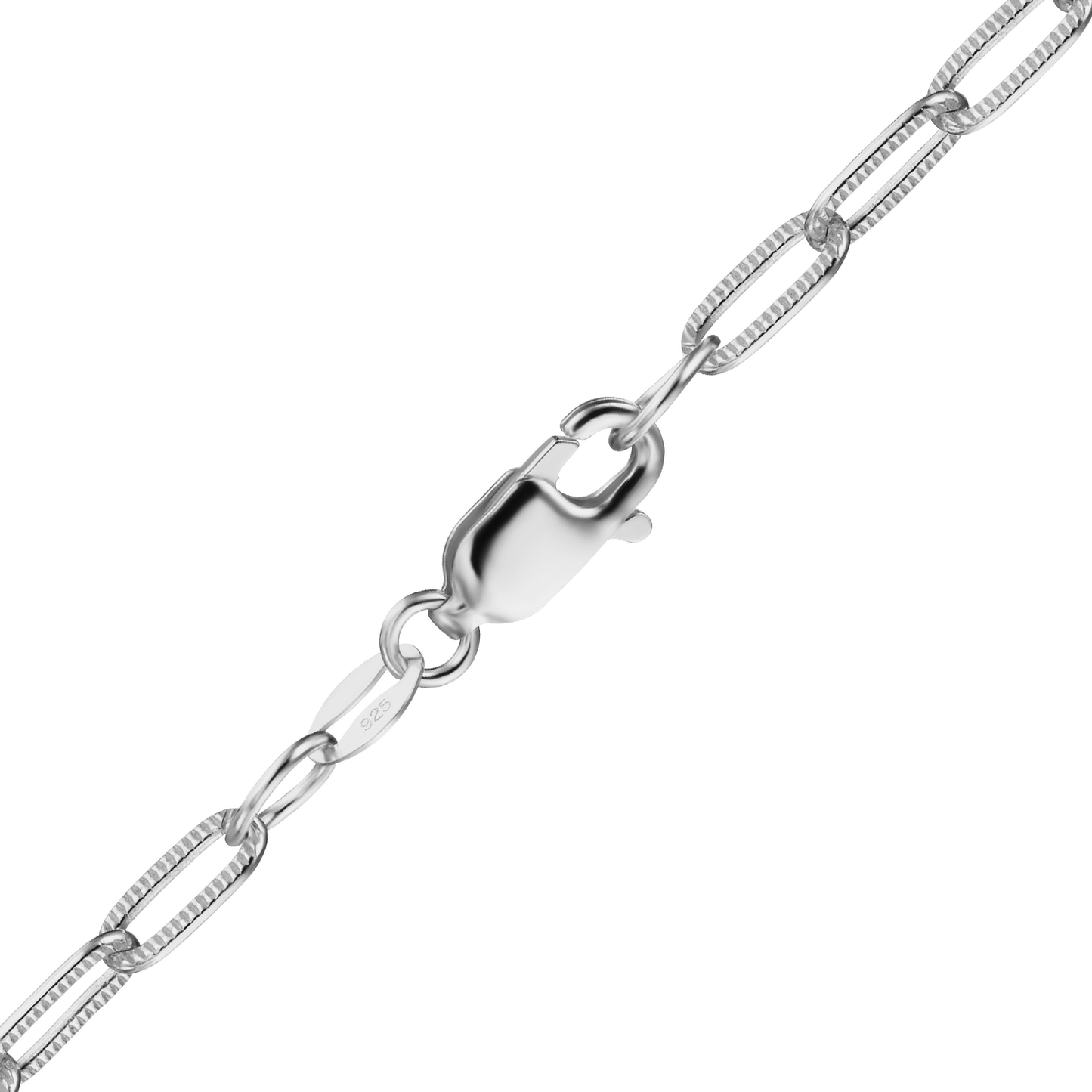 Flache, strukturierte Kabelkette aus Sterlingsilber