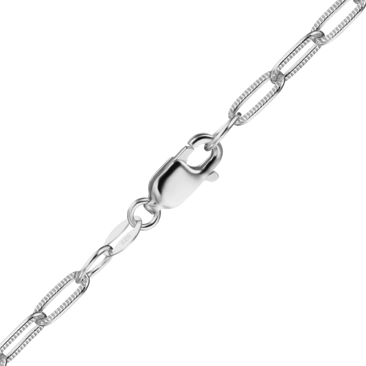 Flache, strukturierte Kabelkette aus Sterlingsilber