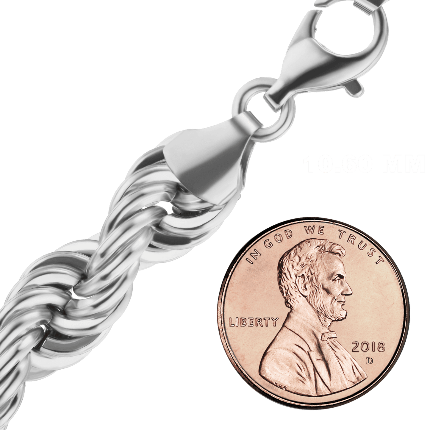 Handgefertigte Halskette aus massivem Seil aus Sterlingsilber