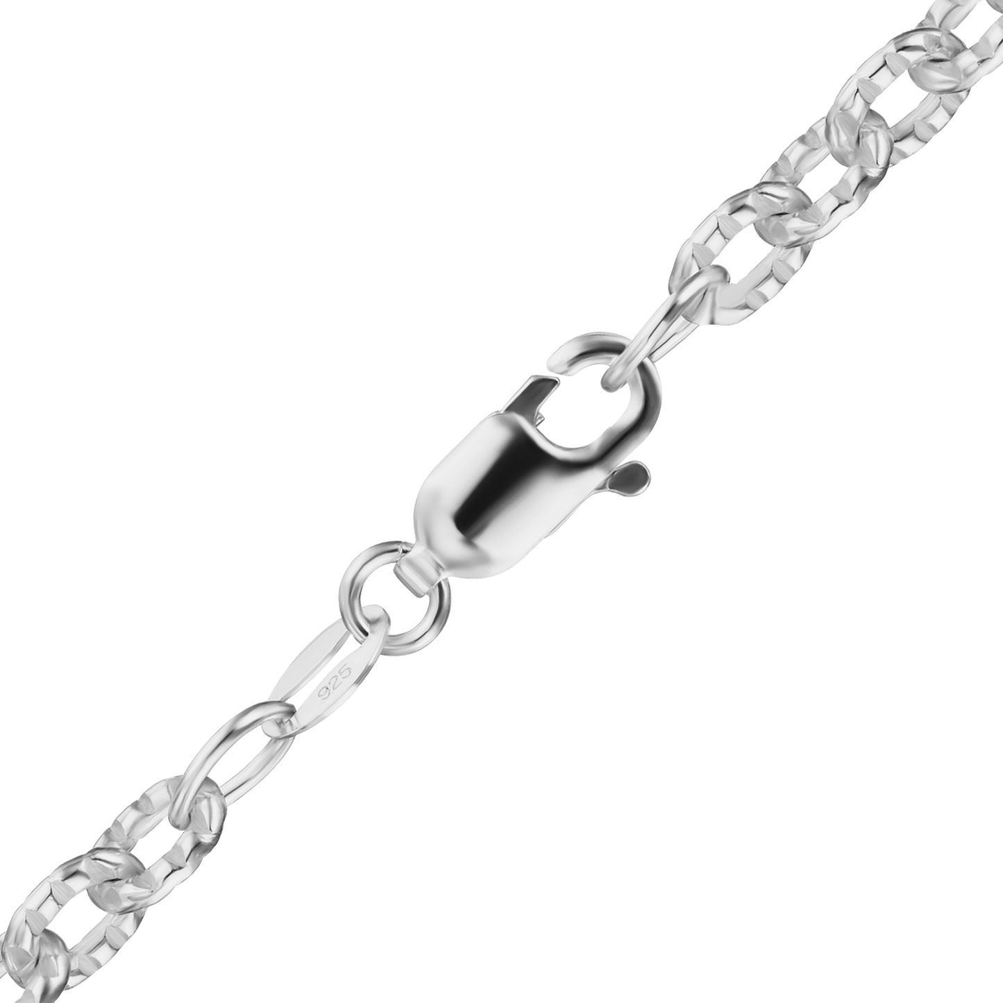 Längliche, strukturierte Kabelkette aus Sterlingsilber