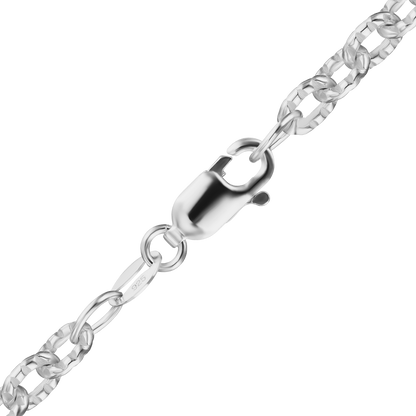 Längliche, strukturierte Kabelkette aus Sterlingsilber