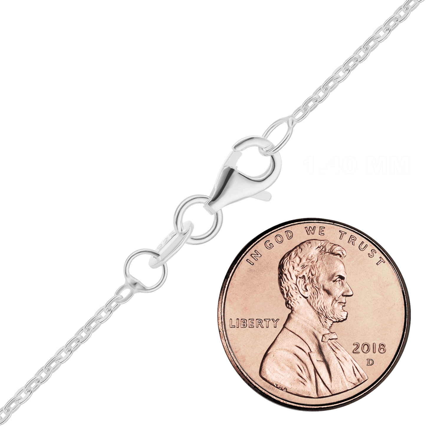 Leichte, flache Kabelkette aus Sterlingsilber