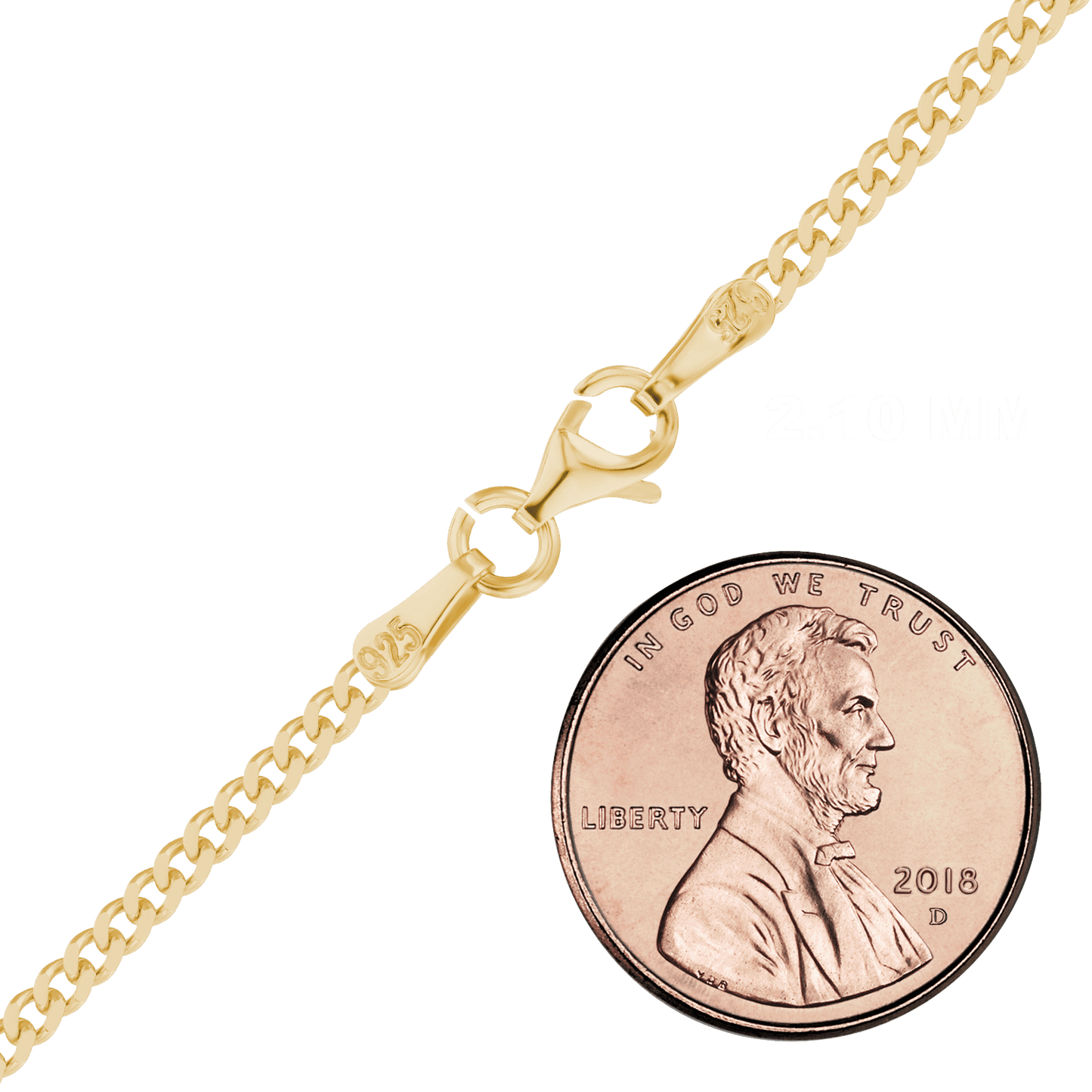 Klassische Panzerkette aus Sterlingsilber – 18-karätige Gelbgold-Veredelung