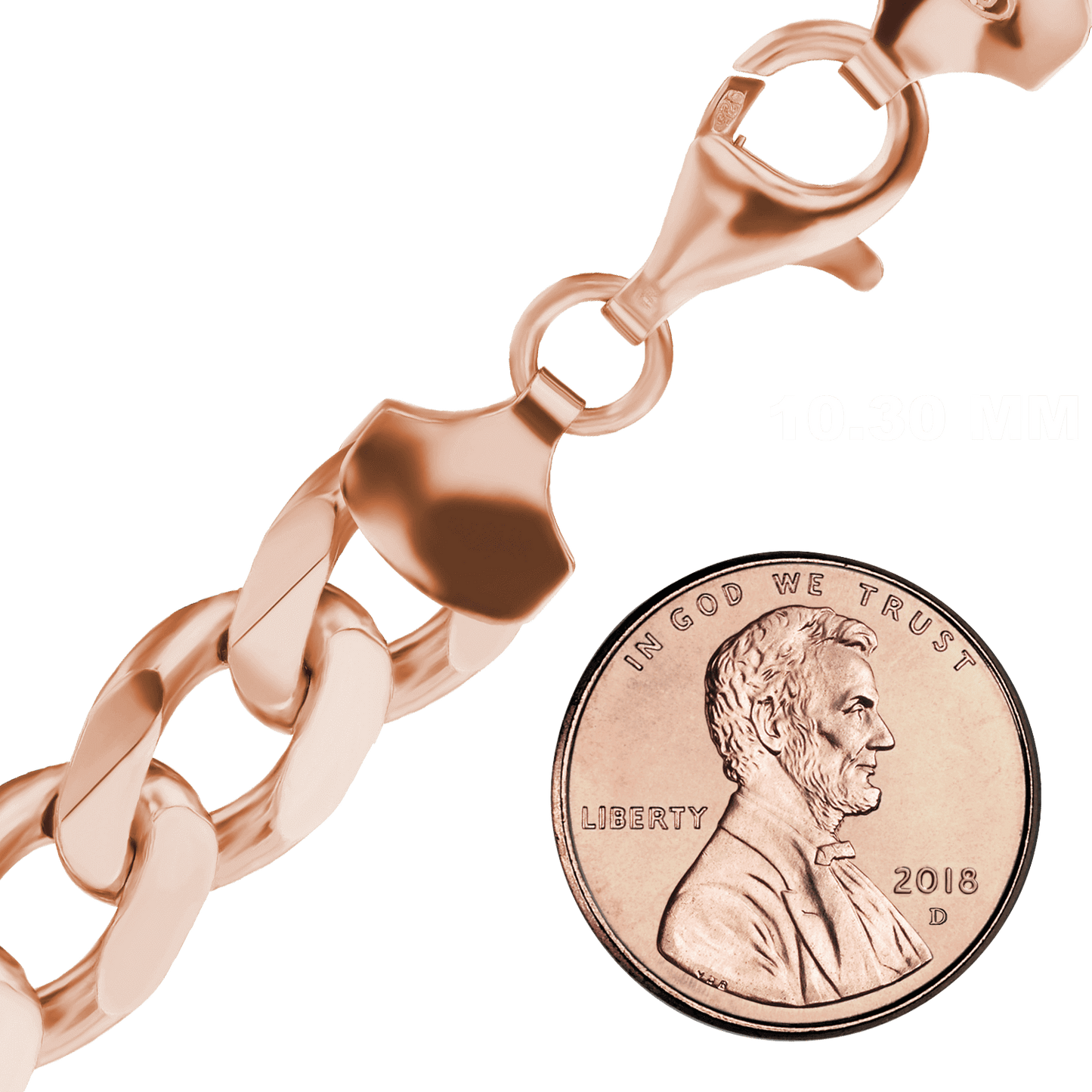 Klassische Panzerkette aus Sterlingsilber – 18-karätige Roségold-Veredelung