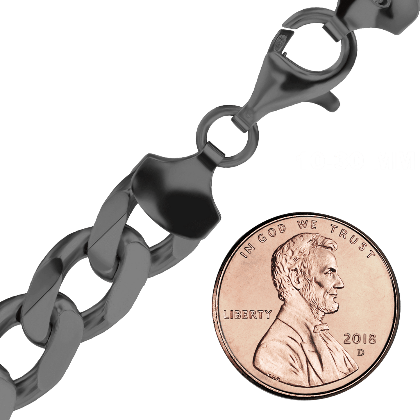 Klassische Panzerkette aus Sterlingsilber - Schwarzrhodium