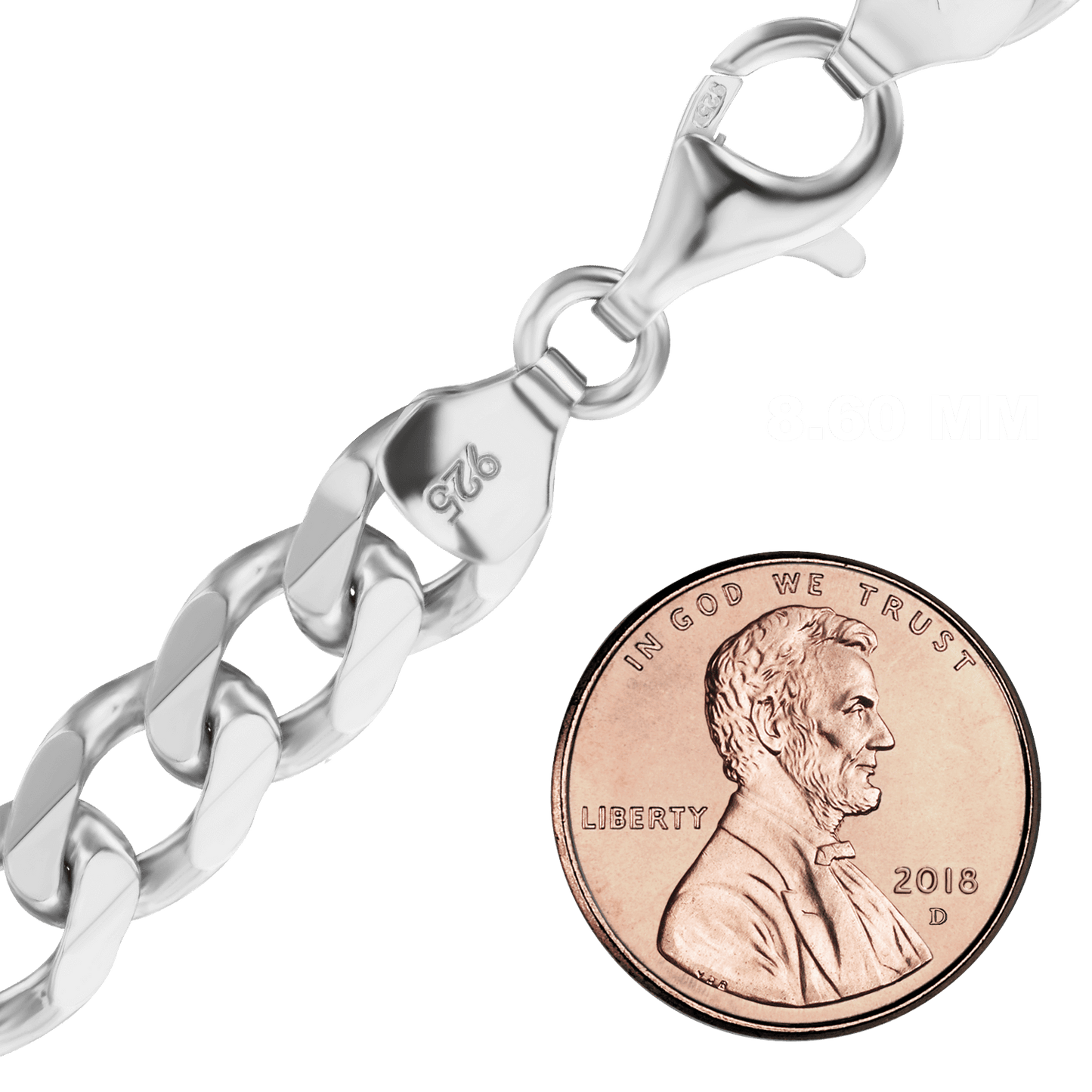 Mittelgroßes, flaches Panzerfußkettchen aus Sterlingsilber