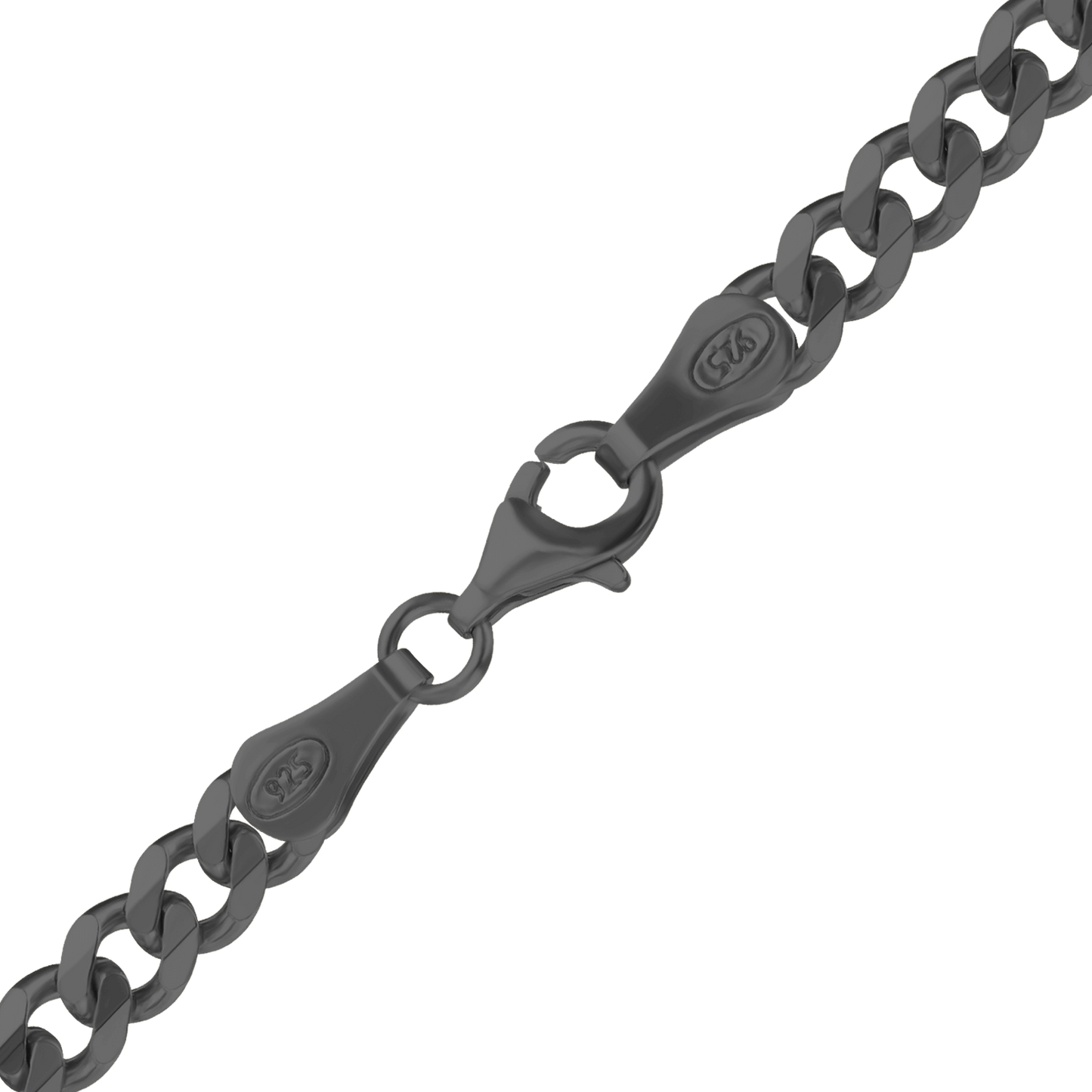 Klassische Panzerkette aus Sterlingsilber - Schwarzrhodium