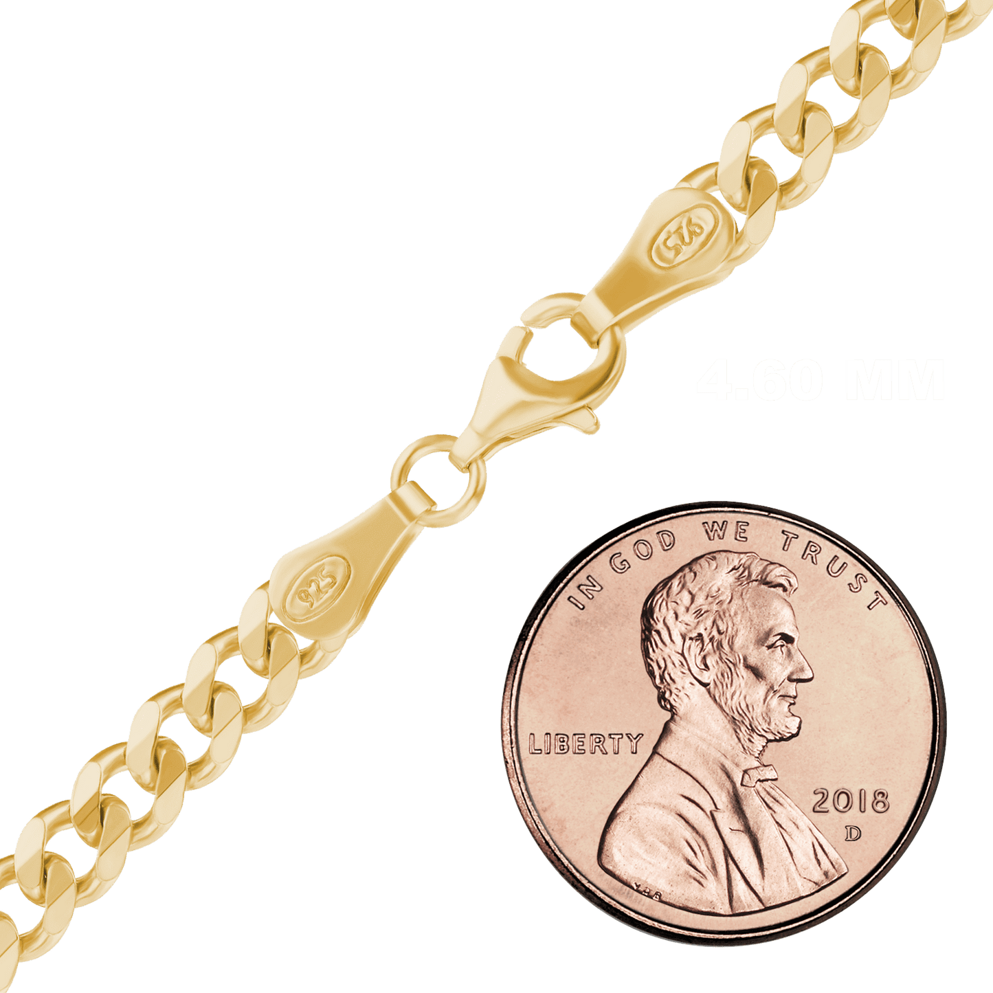 Klassische Panzerkette aus Sterlingsilber – 18-karätige Gelbgold-Veredelung