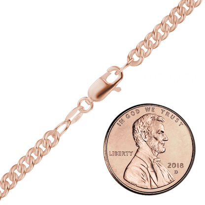 Mittelgroßes, rundes Panzerfußkettchen aus Sterlingsilber mit 18-karätiger Roségold-Veredelung