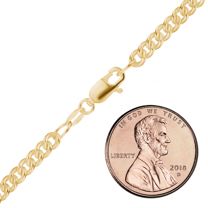 Medium Round Curb Anklet in Sterling Silver 18K Yellow Gold Finish