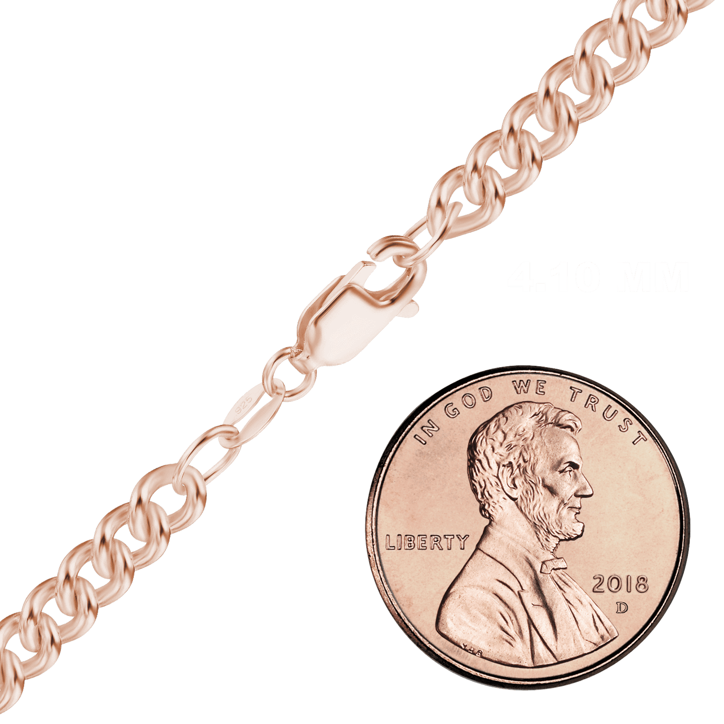 Mittelgroßes, rundes Panzerfußkettchen aus Sterlingsilber mit 18-karätiger Roségold-Veredelung