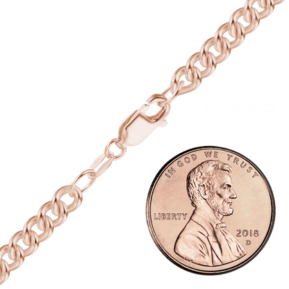 Mittelgroße, runde Panzerkette aus Sterlingsilber – 18 Karat Roségold-Finish