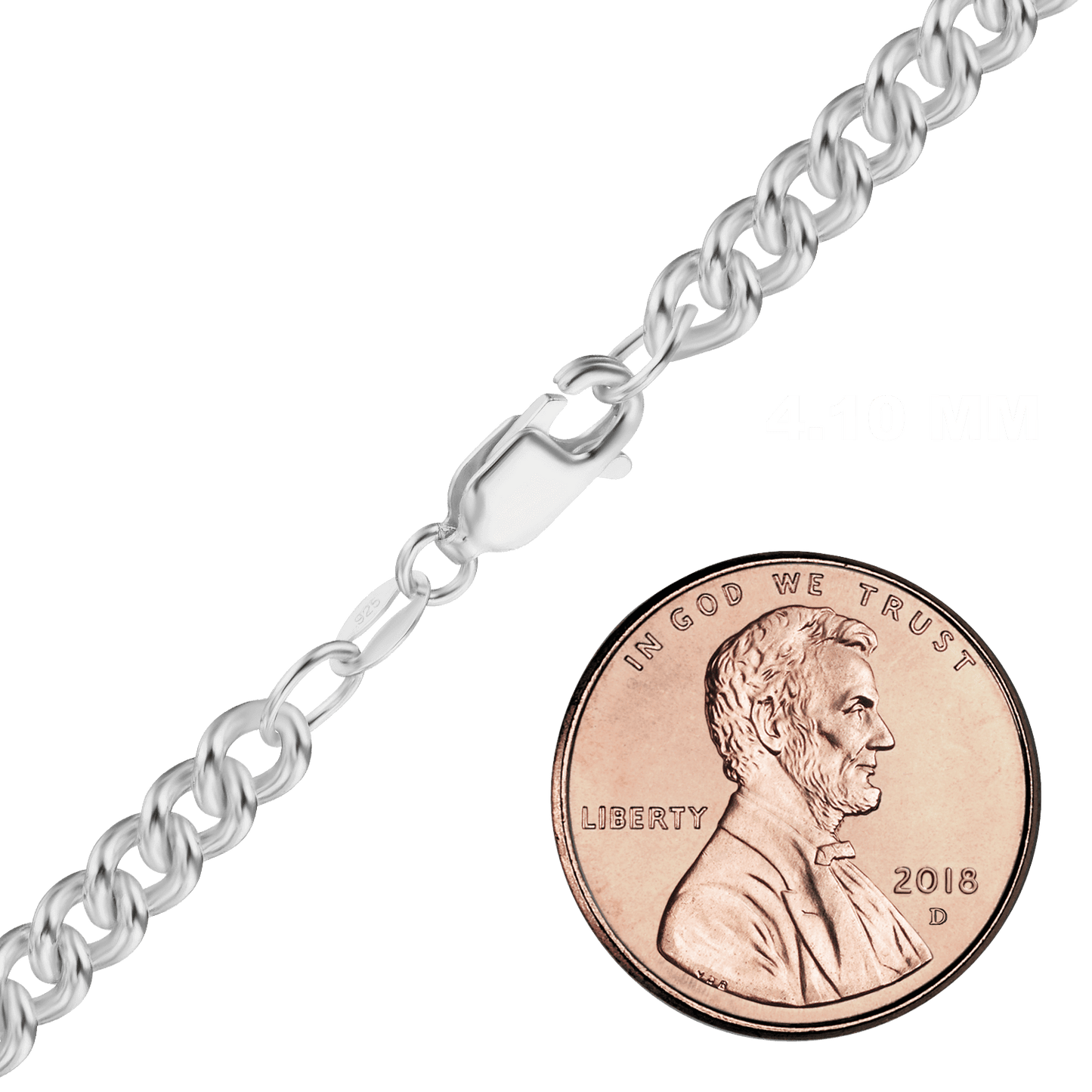 Mittelgroße, runde Panzerkette aus Sterlingsilber