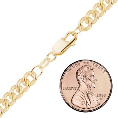 Medium Round Curb Anklet in Sterling Silver 18K Yellow Gold Finish