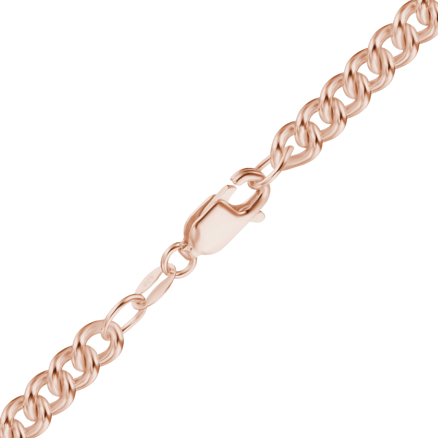 Mittelgroße, runde Panzerkette aus Sterlingsilber – 18 Karat Roségold-Finish