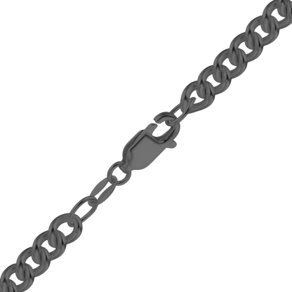 Mittelgroße, runde Panzerkette aus Sterlingsilber - Schwarzrhodium