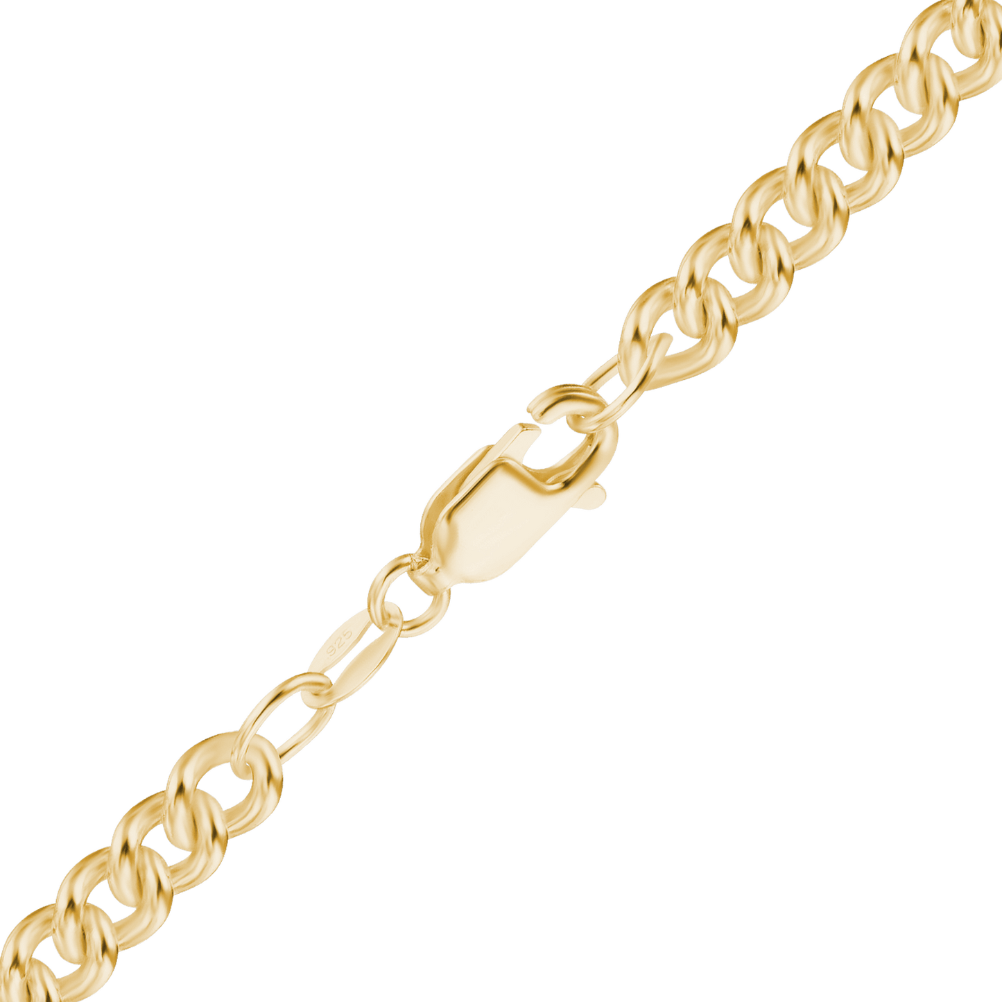 Medium Round Curb Anklet in Sterling Silver 18K Yellow Gold Finish