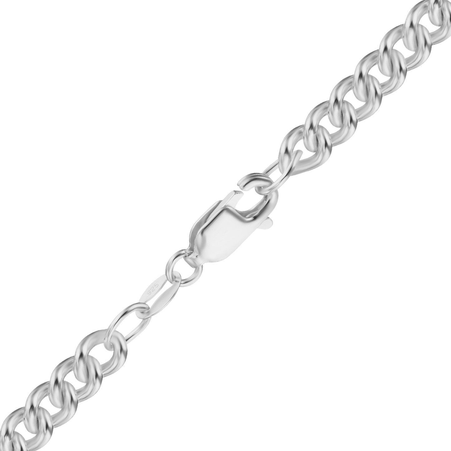 Mittelgroße, runde Panzerfußkette aus Sterlingsilber