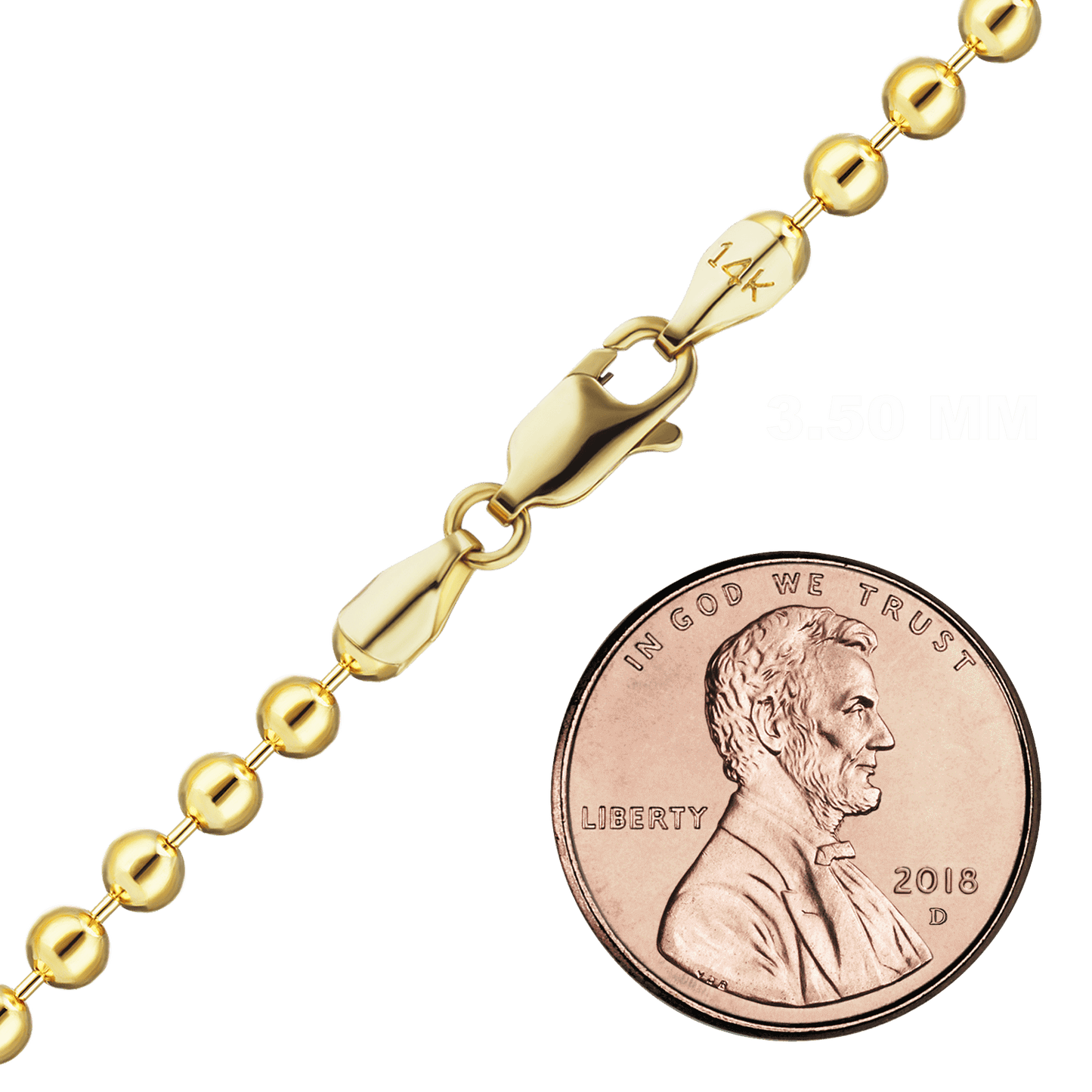 Round Bead Anklet in 14K Yellow Gold