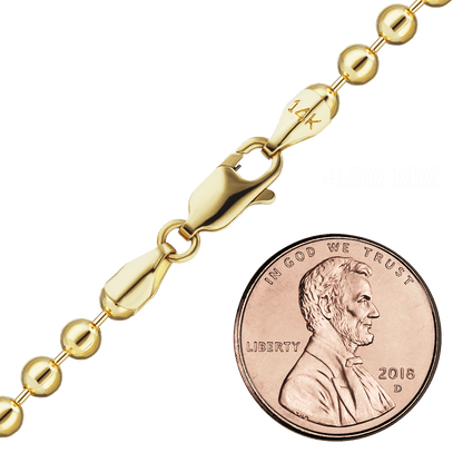 Runde Perlenkette aus 14-karätigem Gelbgold