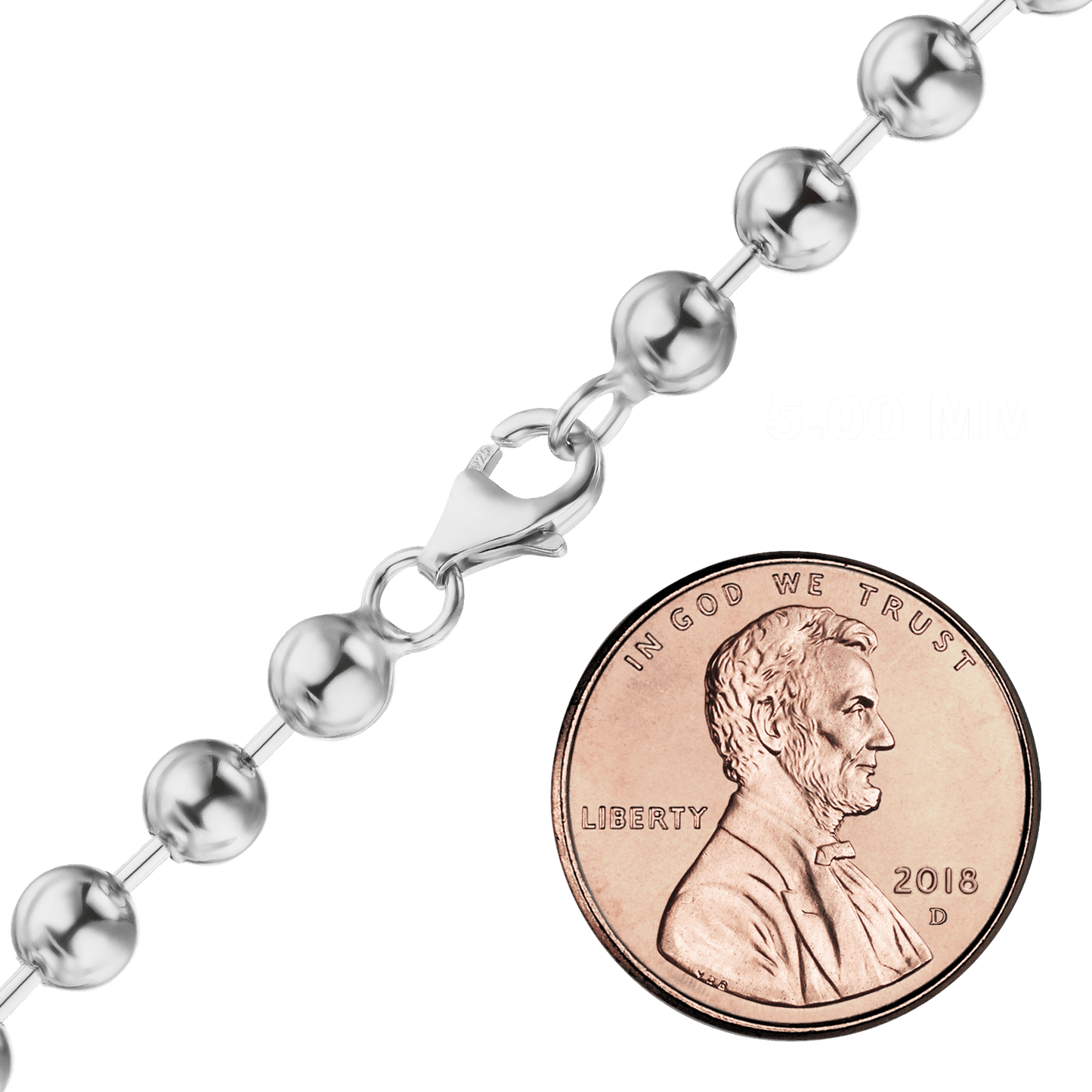 Round Bead Anklet in Sterling Silver