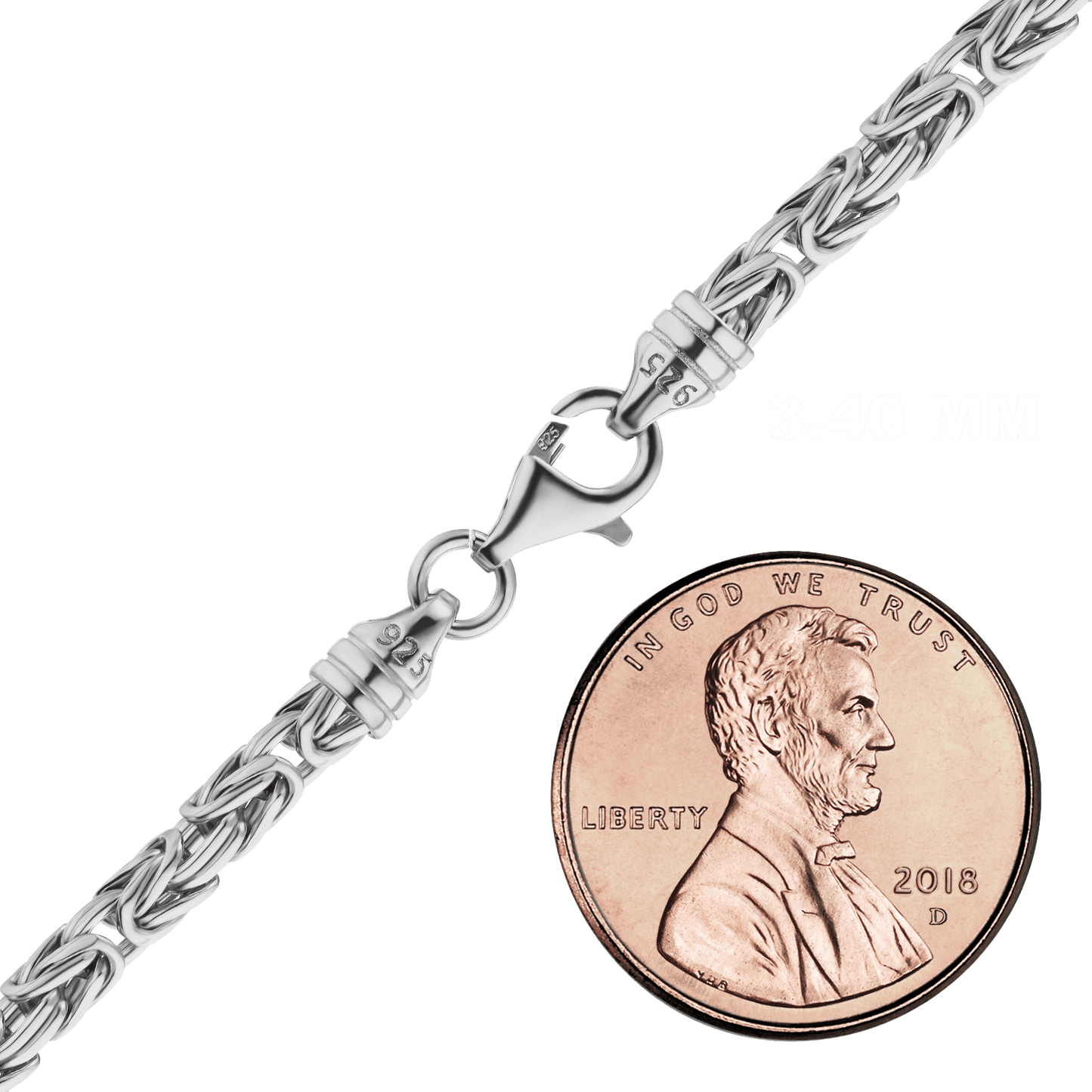 Runde, handgefertigte byzantinische Halskette aus Sterlingsilber