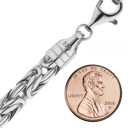 Runde, handgefertigte byzantinische Halskette aus Sterlingsilber