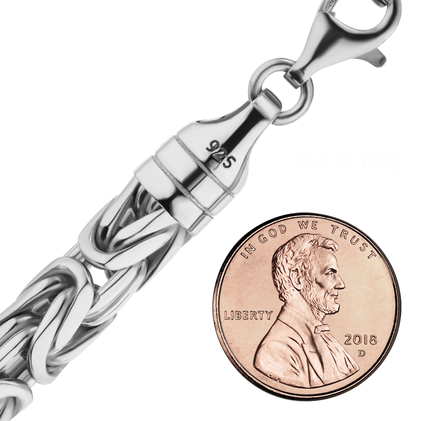 Runde, handgefertigte byzantinische Halskette aus Sterlingsilber