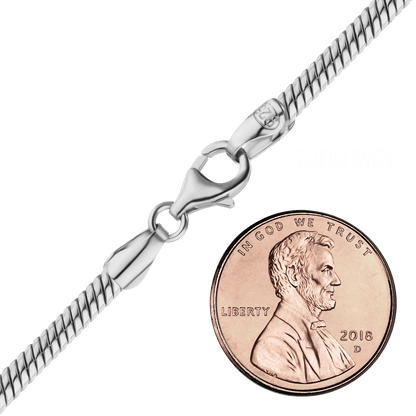 Runde Schlangenkette aus Sterlingsilber