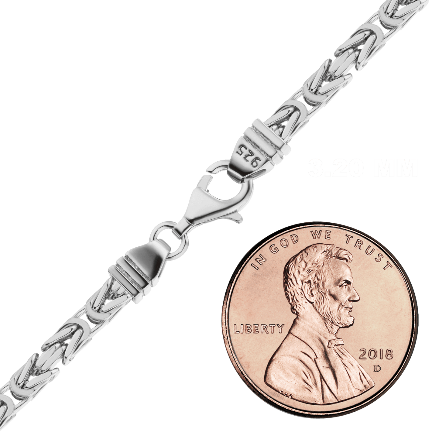 Quadratische, handgefertigte byzantinische Halskette aus Sterlingsilber