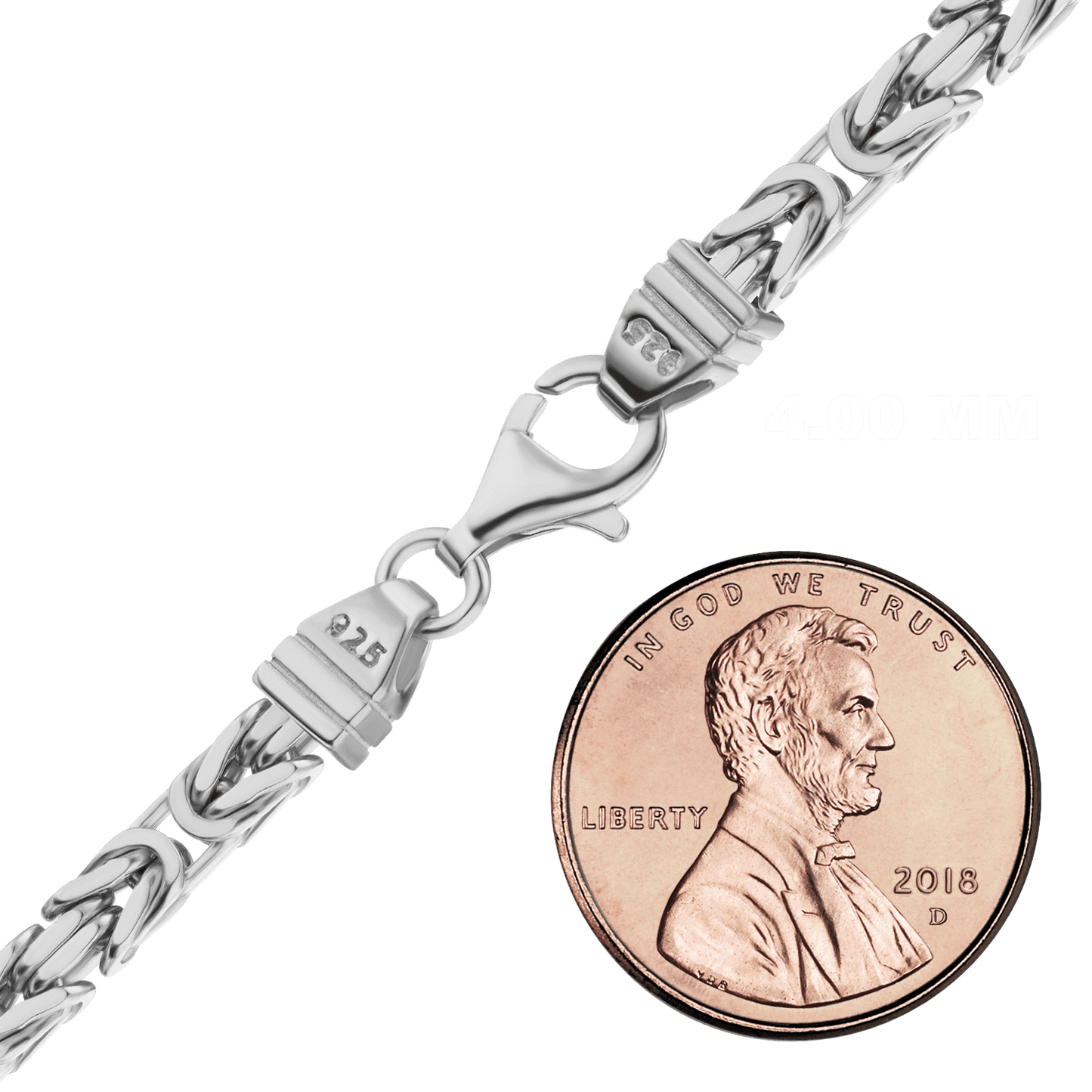 Quadratische, handgefertigte byzantinische Halskette aus Sterlingsilber