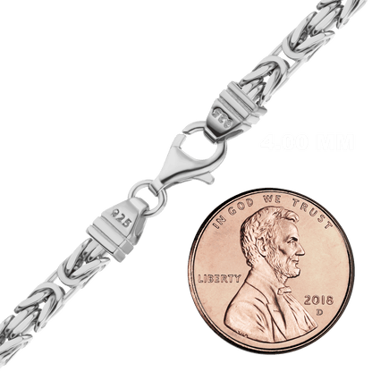 Quadratische, handgefertigte byzantinische Halskette aus Sterlingsilber