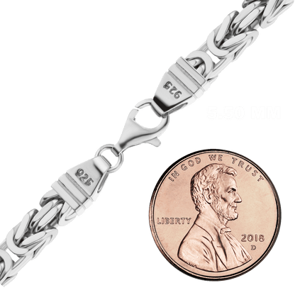 Quadratische, handgefertigte byzantinische Halskette aus Sterlingsilber