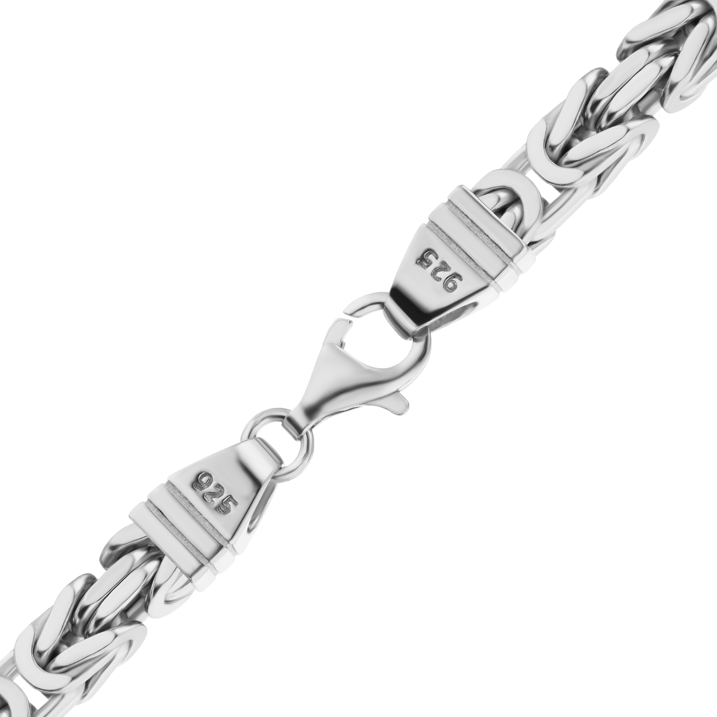 Quadratische, handgefertigte byzantinische Halskette aus Sterlingsilber