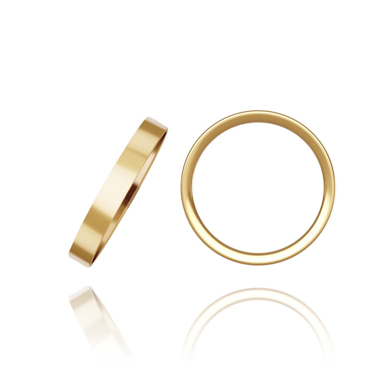 Flache, mittelgroße Eheringe aus 18-karätigem Gelbgold